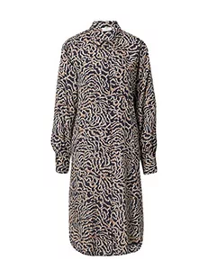 KAFFE Damska koszula Sukienka Oversized Tuunic Printed Długi Rękaw Koktajl, Ciemnoniebieska W Beżowa Grafika, 38 - Koszule damskie - miniaturka - grafika 1