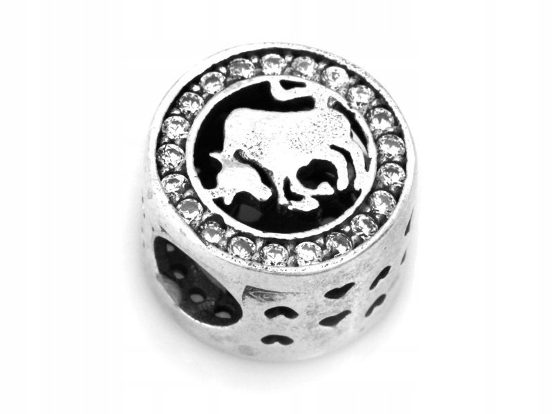 Damska srebrna zawieszka 925 byk beads zodiak z cyrkonią 2.60g na prezent
