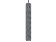 Listwy zasilające - Listwa zasilająca antyprzepięciowa TRACER Power Line+ 1,8 m Graphite (6 gniazd) - miniaturka - grafika 1