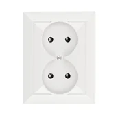 Gniazdka elektryczne - Gniazdo Perła podwójne b/u z ramką białe - miniaturka - grafika 1