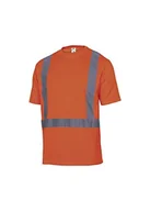 Odzież robocza - Delta Plus T-shirt ostrzegawczy z krótkimi rękawami z poliestru 75% i bawełny 25% 200 g/m2 pomarańczowy fluo rozmiar XL FEEDEORXG FEEDEORXG - miniaturka - grafika 1