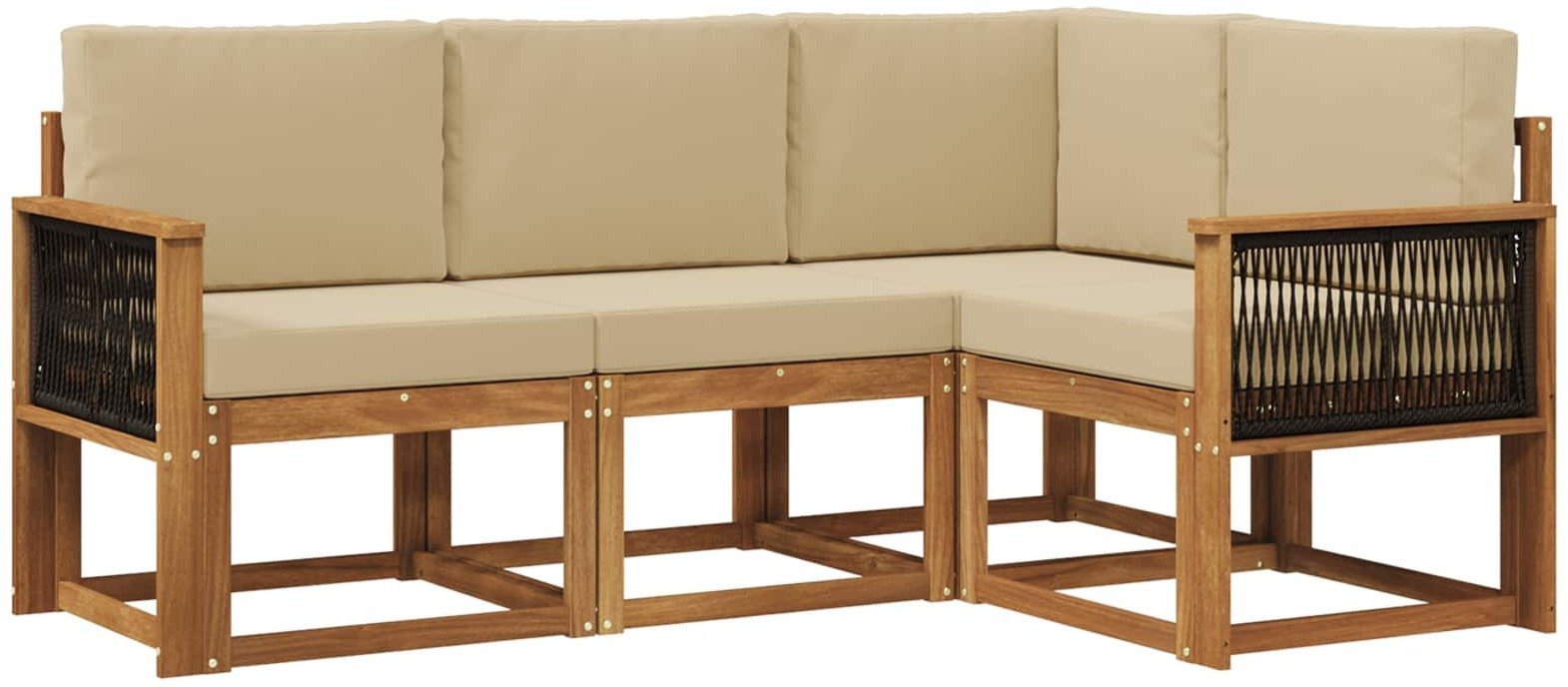 vidaXL Zestaw sof na zewnątrz 4 pcs Naturalny i Beżowy Poliester