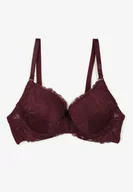 Biustonosze - Ciemnofioletowy Biustonosz o Fasonie Full Cup z Koronką Finedis - miniaturka - grafika 1