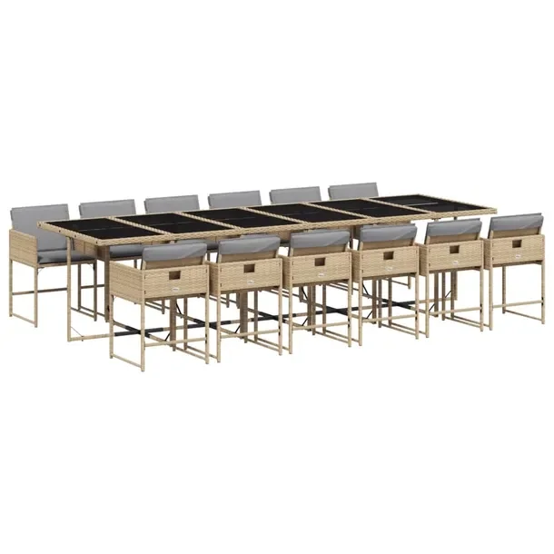 Zestaw Mebli Ogrodowych z Rattanu PE, Stół 330x106x73 cm, Krzesła 50,5x5