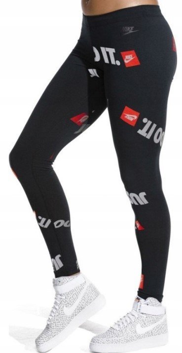 S LEGGINSY DAMSKIE NIKE JUST DO IT CZARNE SPODNIE SPORTOWE NA TRENING AQ964