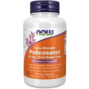 Now® Foods NOW Policosanol 40 mg (Extra Strength), 90 kapsułek roślinnych - Serce i układ krążenia - miniaturka - grafika 1