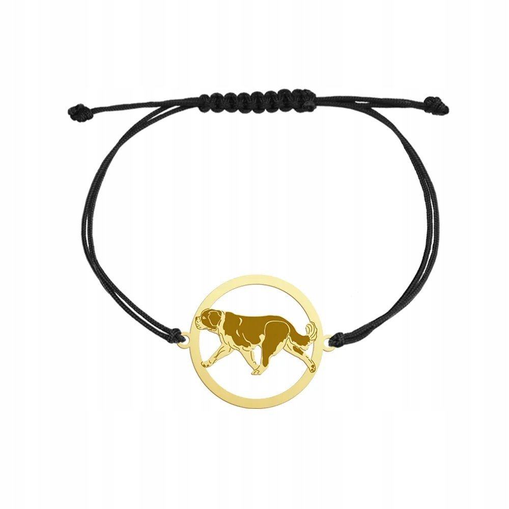 Bransoletka Złota z psem Bernardyn 925 Biżuteria Prezent GRAWER GRATIS