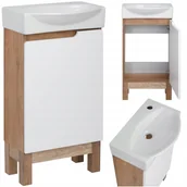 Szafki łazienkowe - Szafka łazienkowa z umywalką stojąca biała mała pod umywalkę 40 cm Zestaw - miniaturka - grafika 1