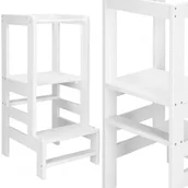 Krzesełka do karmienia - Podest kuchenny dla dzieci 3-poziomowy kitchen helper, pomocnik 90 cm bia��y - miniaturka - grafika 1