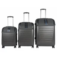 Walizki - Zestaw walizek SEMI LINE T5736-0 Brązowo-niebieski - miniaturka - grafika 1