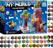 Klocki - KLOCKI MAGNETYCZNE MINECRAFT KLOCKI 87 ELEMENTÓW W TYM 2 FIGURKI - miniaturka - grafika 1