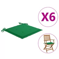 Poduszki ogrodowe - vidaXL Poduszki na krzesła ogrodowe, 6 szt., zielone, 40x40x4 cm - miniaturka - grafika 1