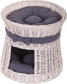 Legowiska dla kotów - WickerPL ROSIE BUDA DLA KOTA LEŻAK DLA ZWIERZĄT DOMEK DLA KOTA Z WIKLINY PIĘTROWY Z PODUSZKAMI 48 H43 CM - miniaturka - grafika 1