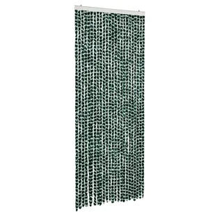 vidaXL Zasłona muchowa szenilowa zielono-biała 100x230 cm - Zasłony - miniaturka - grafika 1