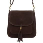 Torebki damskie - Torebka Skórzana Zamszowa Vera Pelle Vanita Choco - miniaturka - grafika 1