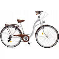 Rowery - Dallas Bike City 7spd 28 cali Damski Biało-brązowy - miniaturka - grafika 1