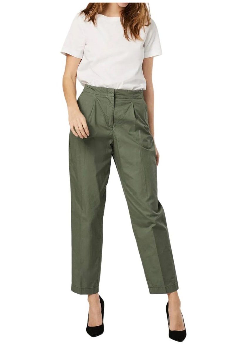 Spodnie damskie Vero Moga Charlie Chino w kant zielone-XS