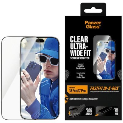 Szkło hartowane PANZERGLASS Ultra-Wide Fit FastFit do Apple iPhone 17 Pro/18 Pro