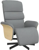 Fotele - Rozkładany fotel z podnóżkiem, jasnoszary, tkanina - miniaturka - grafika 1