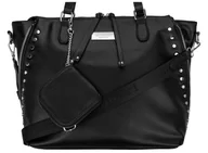 Torebki damskie - TOREBKA DAMSKA MONNARI Czarna Na Ramię SHOPPER Długi Pasek Saszetka Ćwieki - miniaturka - grafika 1