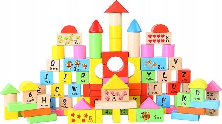 iBOX Drewniany zestaw klocków100 elementów