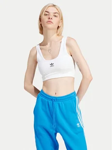 adidas Biustonosz top adicolor Trefoil IN4116 Biały - Bielizna sportowa damska - miniaturka - grafika 1