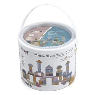 VIGA TOYS Zestaw drewnianych klocków w wiaderku - 60 elementów - PolarB 44010 - Klocki - miniaturka - grafika 1