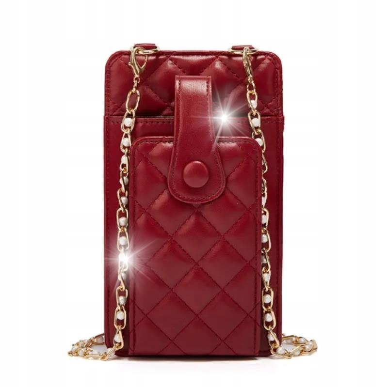 Pikowana torebka / saszetka na telefon 19*10,5*2cm, RED / CZERWONY