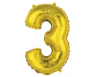 Balony i akcesoria - GoDan Balon foliowy cyfra 3, 14", złota FG-C35Z3 - miniaturka - grafika 1