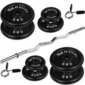 Hantle i ciężarki - Zestaw do treningu PROFI MOVIT 120 cm, 35 kg, blokada spręży - miniaturka - grafika 1