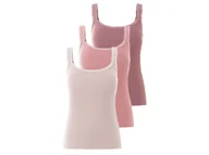 Koszulki i topy damskie - esmara® Topy damskie z bawełną, 3 sztuki (Ciemnoróżowy/różowy, S(36/38)) - miniaturka - grafika 1