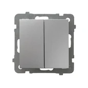 Klawisze i ramki - Ospel AS srebrny - łącznik podwójny krzyżowy ŁP-19G/m/18 - miniaturka - grafika 1