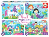 Puzzle - Educa Puzzle Puzzle 4 in a box fantasy friends 20-40-60-80 Puzzle 3D 80-18905 - miniaturka - grafika 1