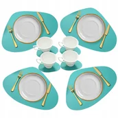 Obrusy i serwetki - PODKŁADKA NA STÓŁ MATA SKÓRA TURKUSOWA ZESTAW 4 - miniaturka - grafika 1