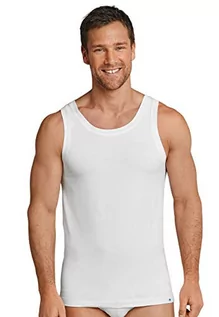 Koszulki męskie - Schiesser Męski podkoszulek Long Life Cotton S M L XL XXL czarny biały Top Shirt bez rękawów bawełna Basic, biały, XXL - grafika 1