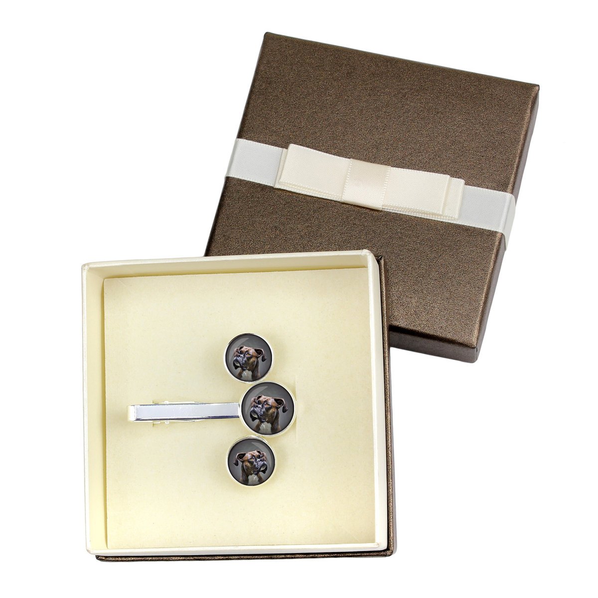 Bokser, Boxer I - spinki do mankietów i krawata twoje foto, ozdoba garnituru, męska biżuteria marki Art-Dog