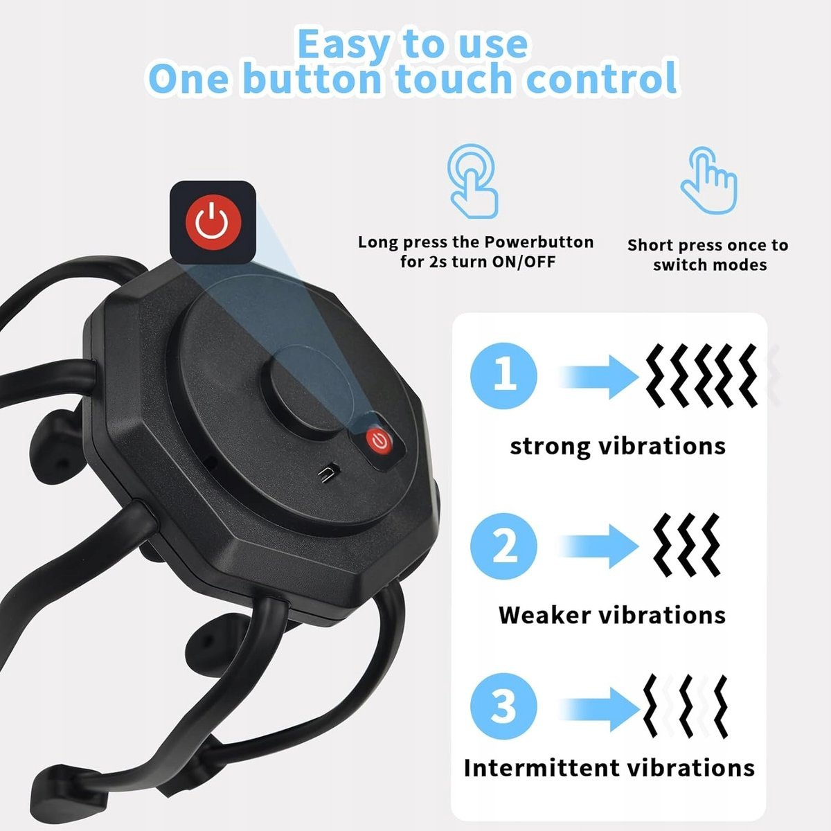 MASAŻER SKÓRY GŁOWY Z 8 WIBRUJĄCYMI STYKAMI I TRZEMA TRYBAMI PRACY