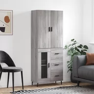 Witryny - vidaXL Witrynka szary dąb sonoma 69,5x34x180cm materiał drewnopochodny - miniaturka - grafika 1