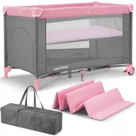 Łóżeczka i kojce - ŁÓŻECZKO TURYSTYCZNE SESTTINO LIA PLUS PINK Z PODWIESZANĄ PODŁOGĄ - miniaturka - grafika 1