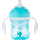 Kubki dla dzieci - Chicco Pierwszy kubek treningowy z miękkim ustnikiem 200ml, 4 m+ : Kolor - Niebieski - miniaturka - grafika 1