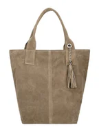 Torebki damskie - Wojas Skórzana torebka w kolorze szarobrązowym - 41 x 36 x 16 cm - miniaturka - grafika 1