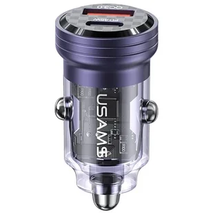 USAMS Ład. sam. C35 USB+USB-C 45W Fast Charge fioletowy/purple CC175CC02 (US-CC175) - Ładowarki samochodowe - miniaturka - grafika 1