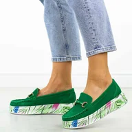 Mokasyny damskie - Zielone skórzane mokasyny damskie Vinceza 88024 - miniaturka - grafika 1