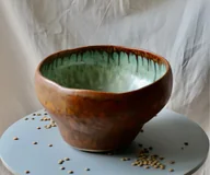 Miski i półmiski - Tykwa w miedzianej kąpieli - wysoka misa ceramiczna - miniaturka - grafika 1