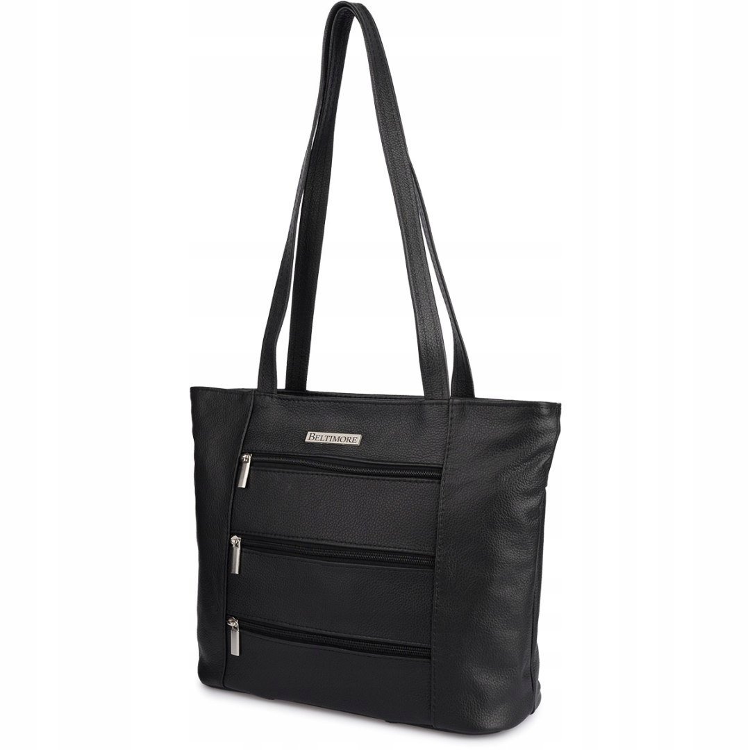 Skórzana damska torba na ramię elegancka czarna klasyczna Beltimore L44