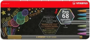 Stabilo Flamastry Pen 68 Metallic etui metal 8 kol STABILO - Przybory szkolne - miniaturka - grafika 1