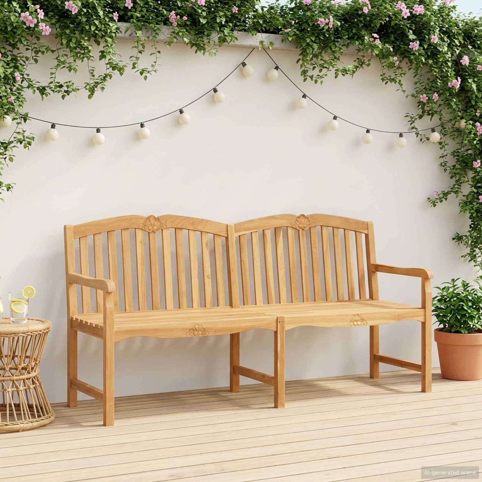 vidaXL Ręcznie rzeźbiona ławka różana naturalny 180,5 x 60 x 96 cm