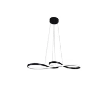 Lampy sufitowe - Lampa wisząca, skandynawski design, oświetlenie wewnętrzne LED, czarna L75cm 50W, ściemniana pilotem - miniaturka - grafika 1