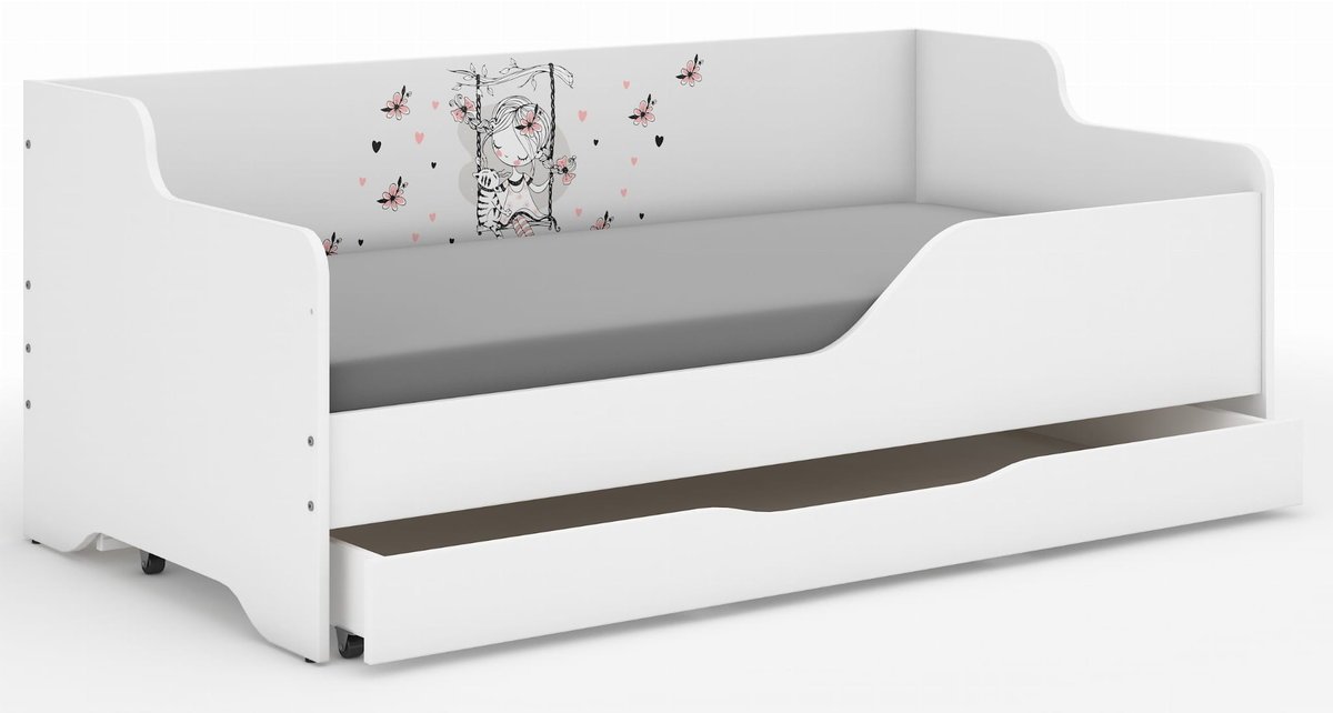 Łóżko dziecięce LILU 160x80 DZIEWCZYNKA NA HUŚTAWCE