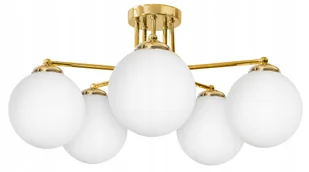 Lampa Wisząca Sufitowa Żyrandol Nowoczesna Złota Białe Kule Loft Led - Lampy sufitowe - miniaturka - grafika 1
